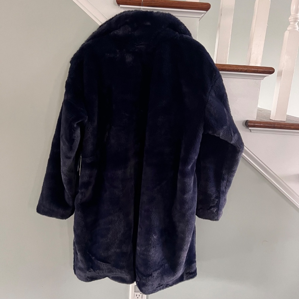 NWT Women's Simply Vera Vera Wang Blue Faux Fur Coat Size XL - Picture 3 of 15